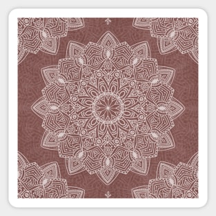 Beautiful hand drawn soft white mandala on terracotta clay Sticker